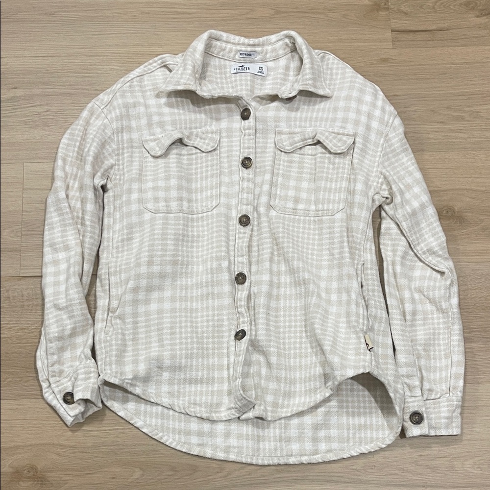 Hollister Beige Checkered Button-Down Shirt
